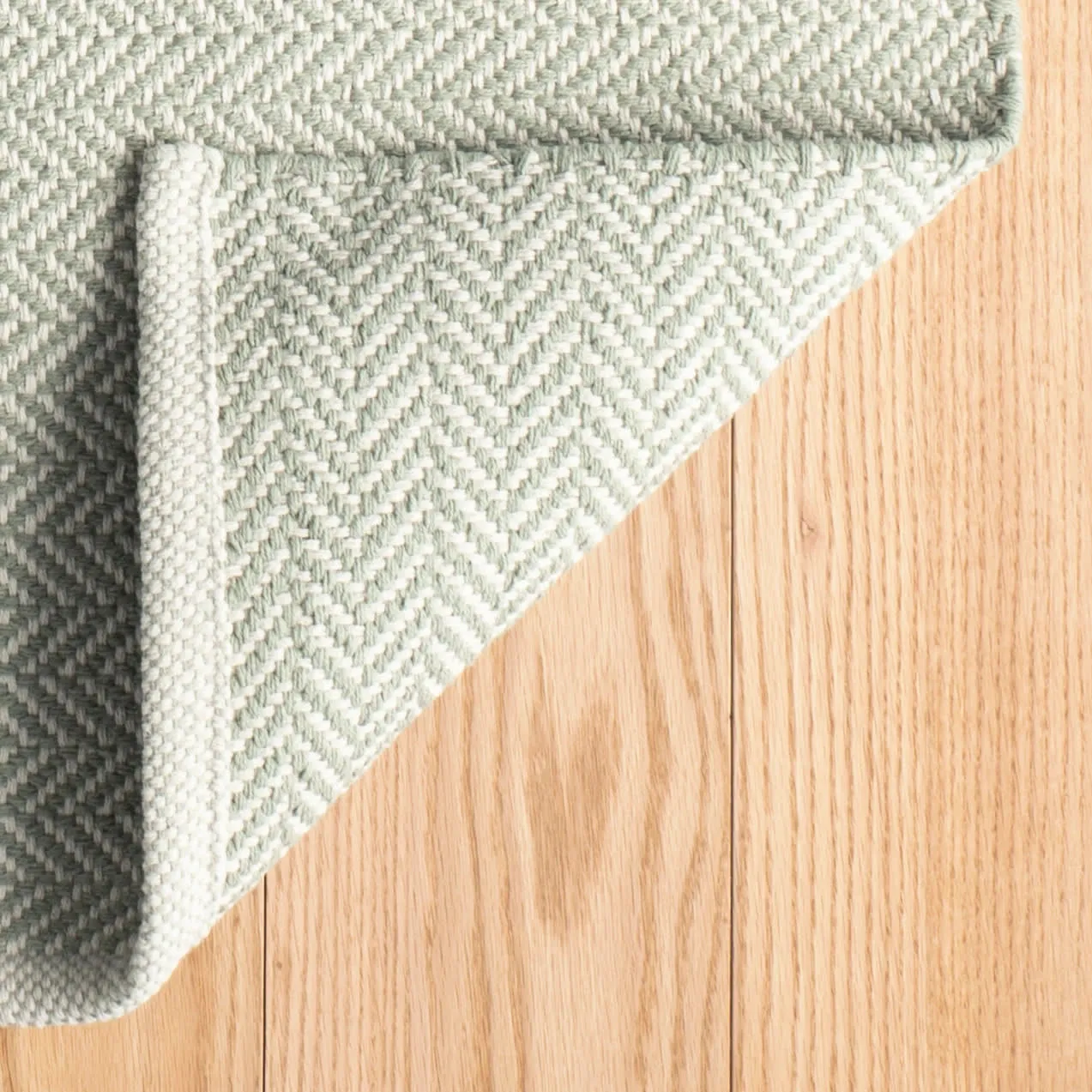 Herringbone Ocean Handwoven Cotton Rug