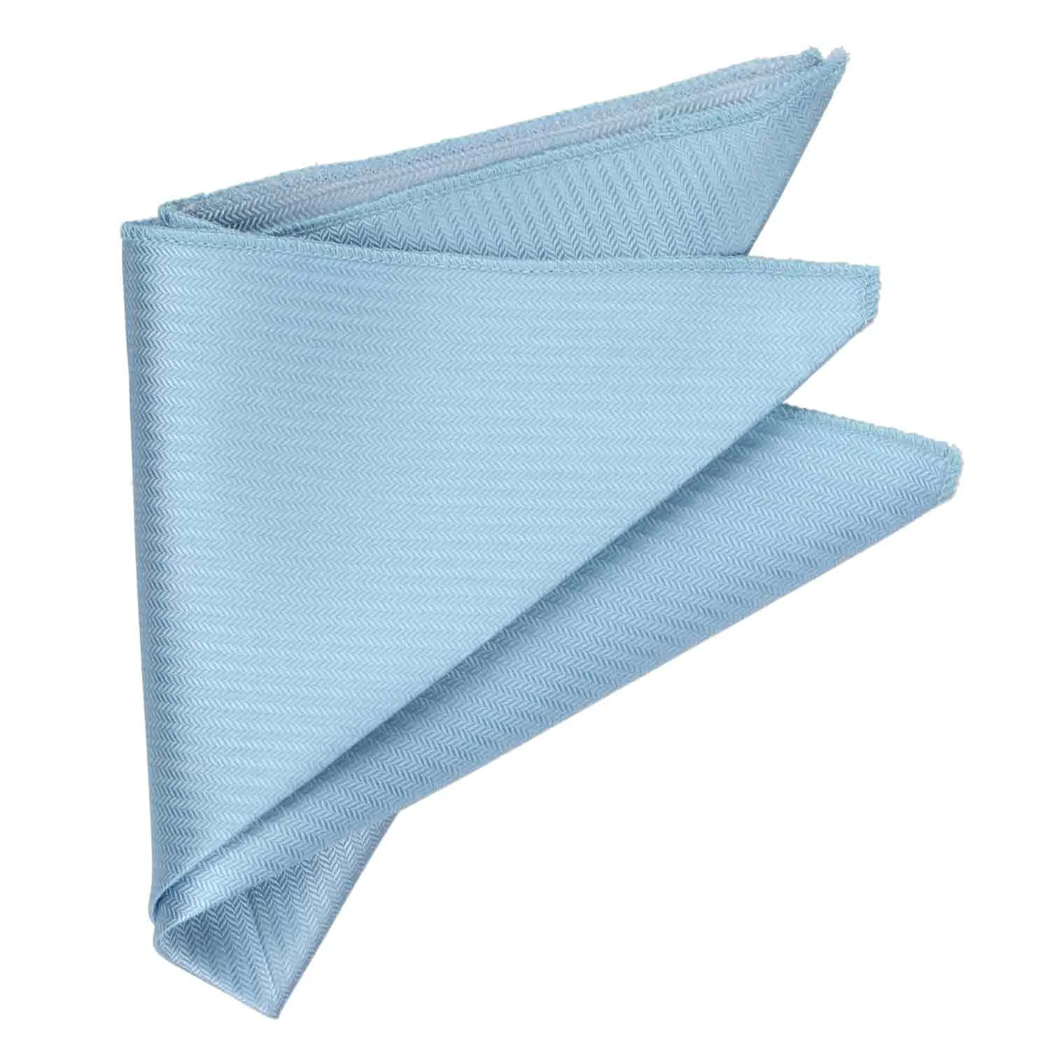 Ice Blue Herringbone Silk Pocket Square