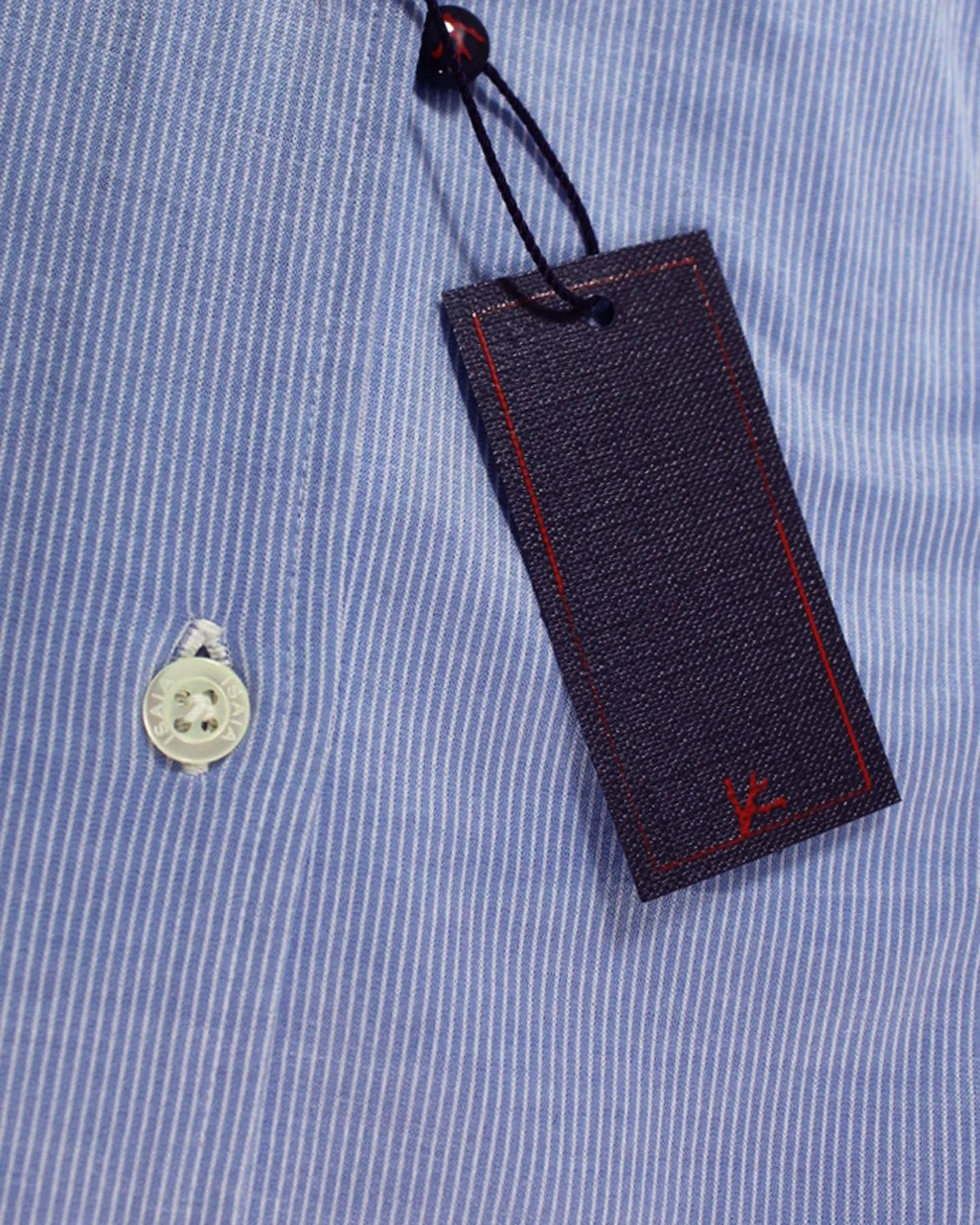 Isaia Shirt Blue Stripes 38 - 15  Regular Fit