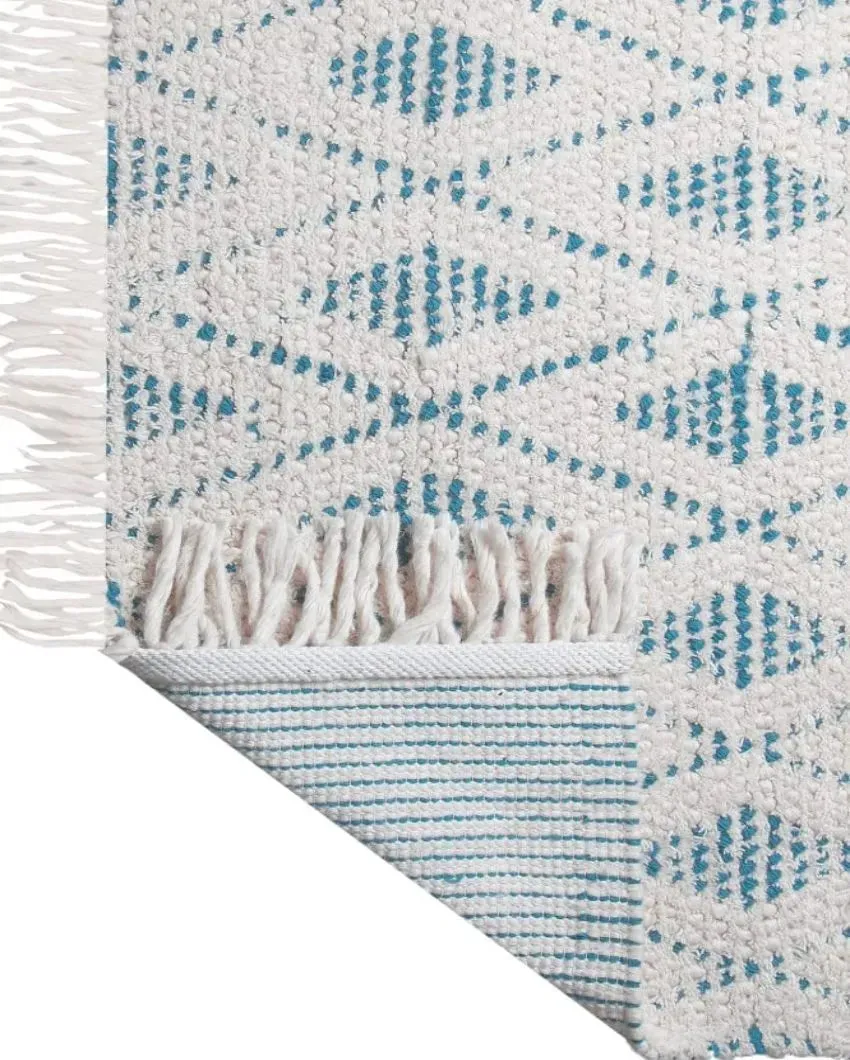 Kilim Hand Woven Dhurrie Wool Rug Cultural Patterns| Ivory | 4 x 6 Feet