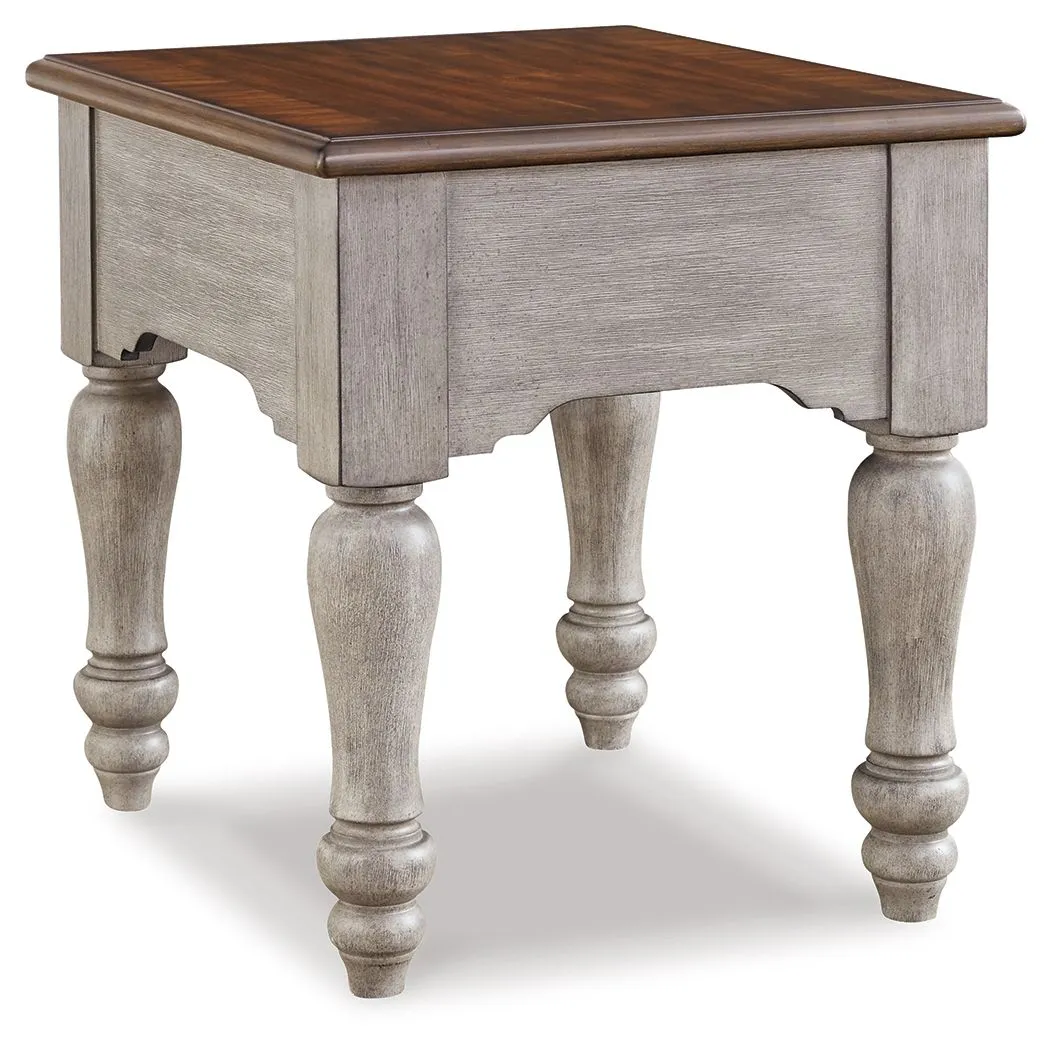 Lodenbay - Antique Gray / Brown - Rectangular End Table