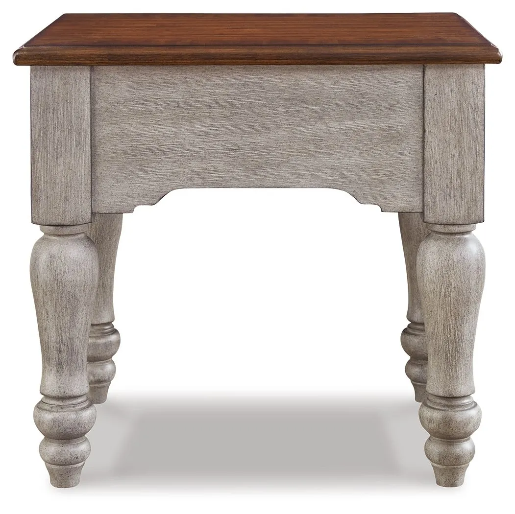 Lodenbay - Antique Gray / Brown - Rectangular End Table