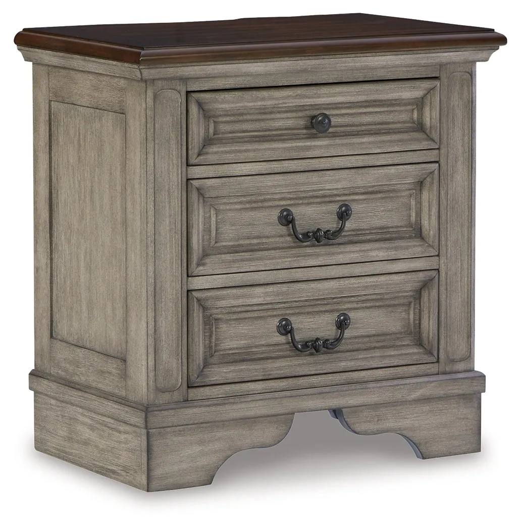Lodenbay California King Panel Bed with Mirrored Dresser, Chest and 2 Nightstands in Antique Gray