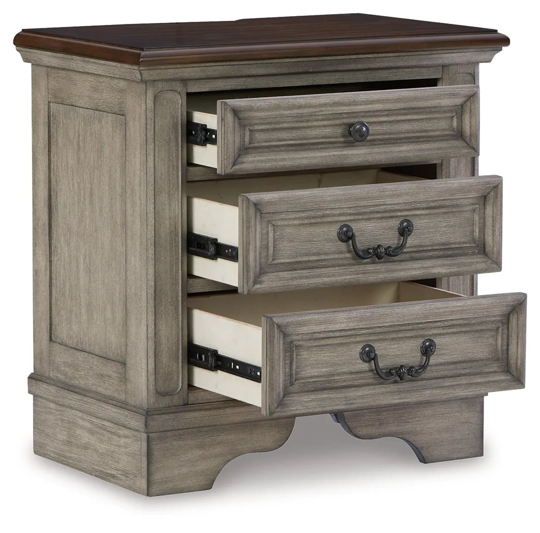 Lodenbay California King Panel Bed with Mirrored Dresser, Chest and 2 Nightstands in Antique Gray