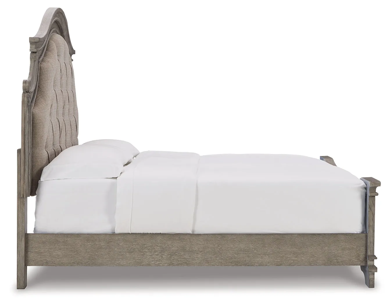 Lodenbay California King Panel Bed with Mirrored Dresser, Chest and 2 Nightstands in Antique Gray