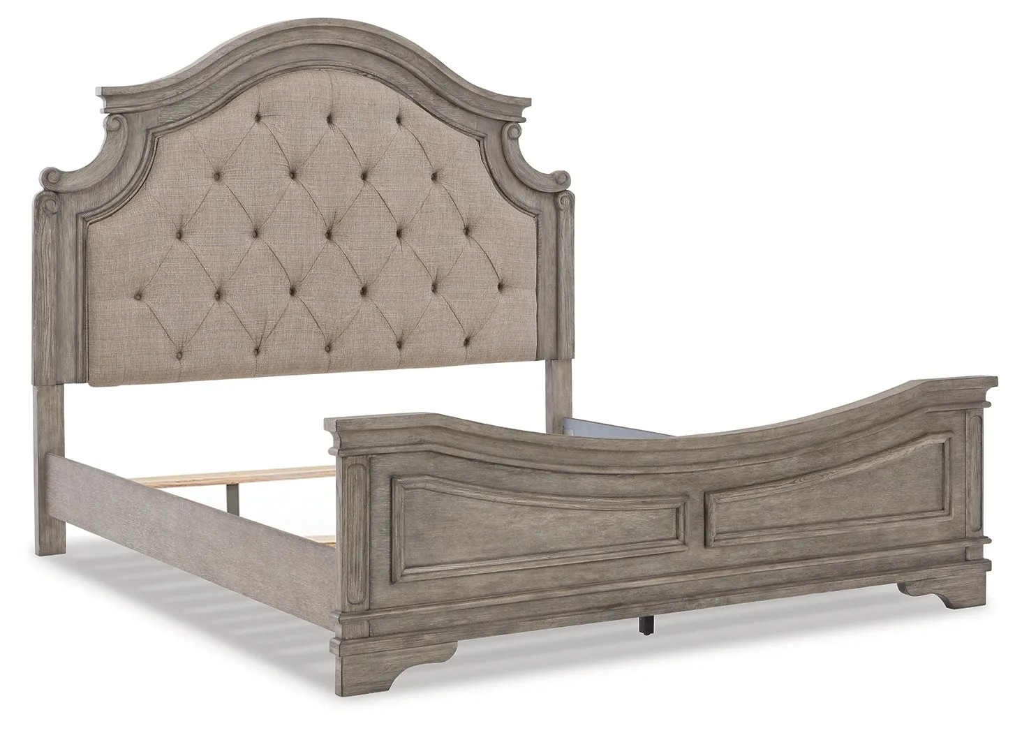 Lodenbay California King Panel Bed with Mirrored Dresser, Chest and 2 Nightstands in Antique Gray