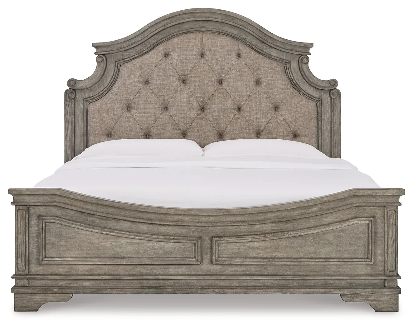 Lodenbay California King Panel Bed with Mirrored Dresser, Chest and 2 Nightstands in Antique Gray