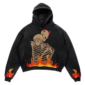 Love Never Dies Polyester Skull Hoodie