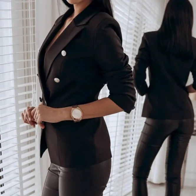 Luexco Women's Blazer Short Double Breasted