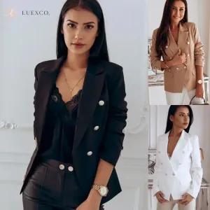 Luexco Women's Blazer Short Double Breasted