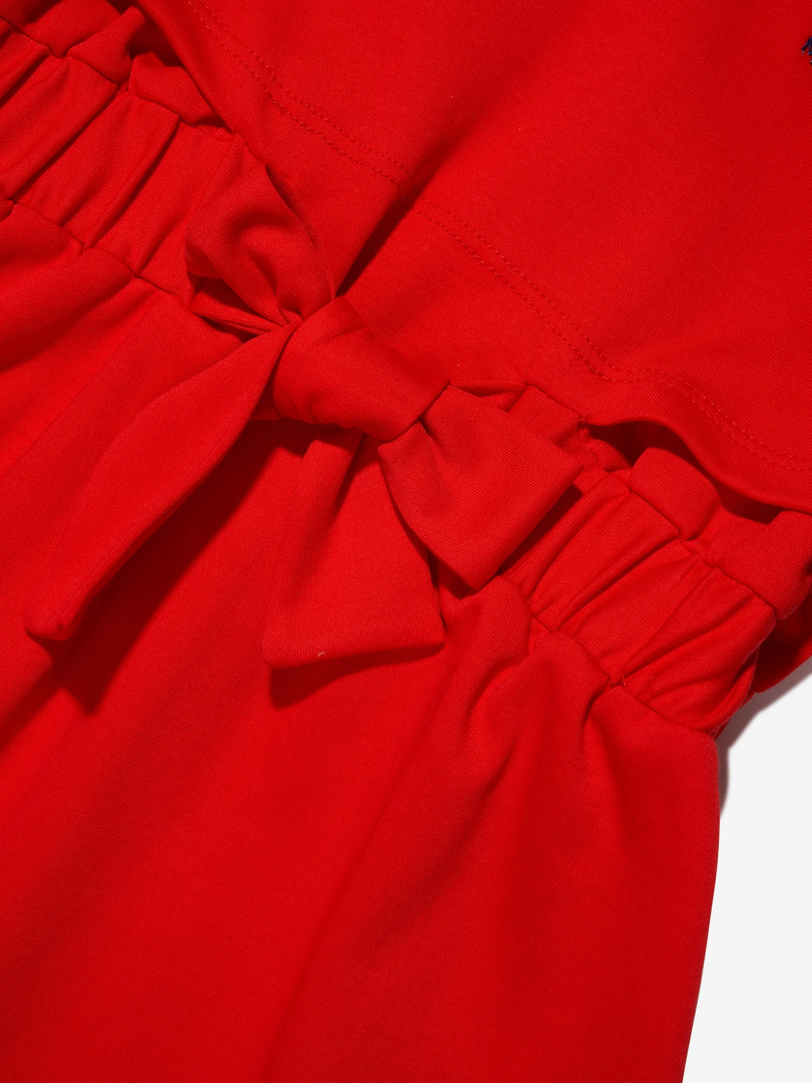MARC JACOBS Girls Embroidered Logo Dress in Red
