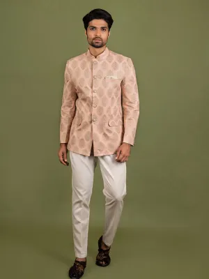 Men Pink Bandhgala Trouser Set