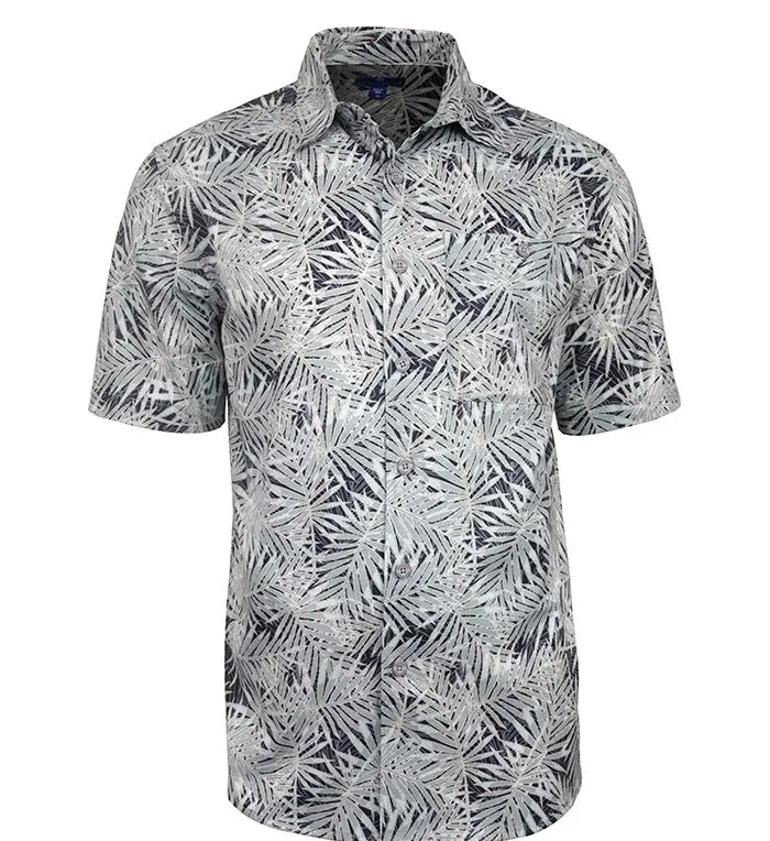 Men's Hawaiian Print Stretch Shirt - Paradise Leaves