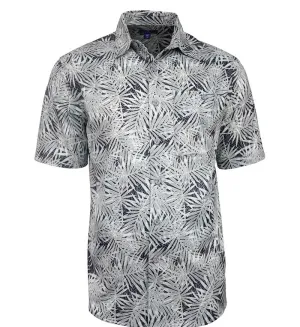Men's Hawaiian Print Stretch Shirt - Paradise Leaves