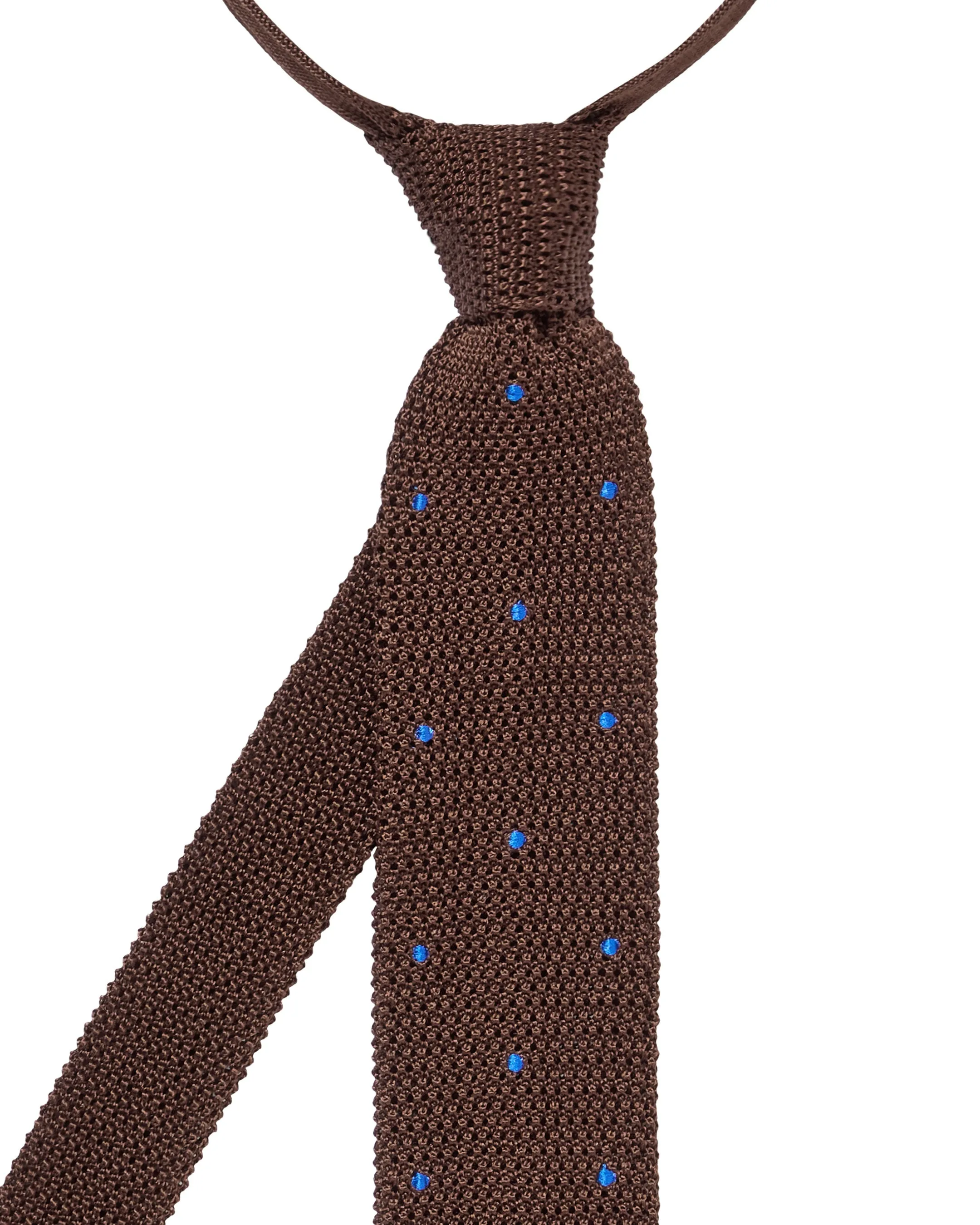 Men's Tricot Pois Silk Tie Brown