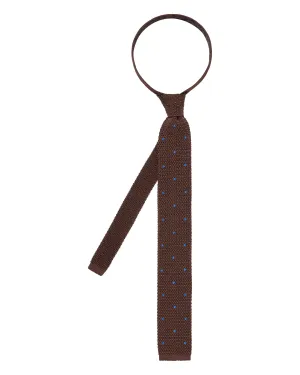 Men's Tricot Pois Silk Tie Brown
