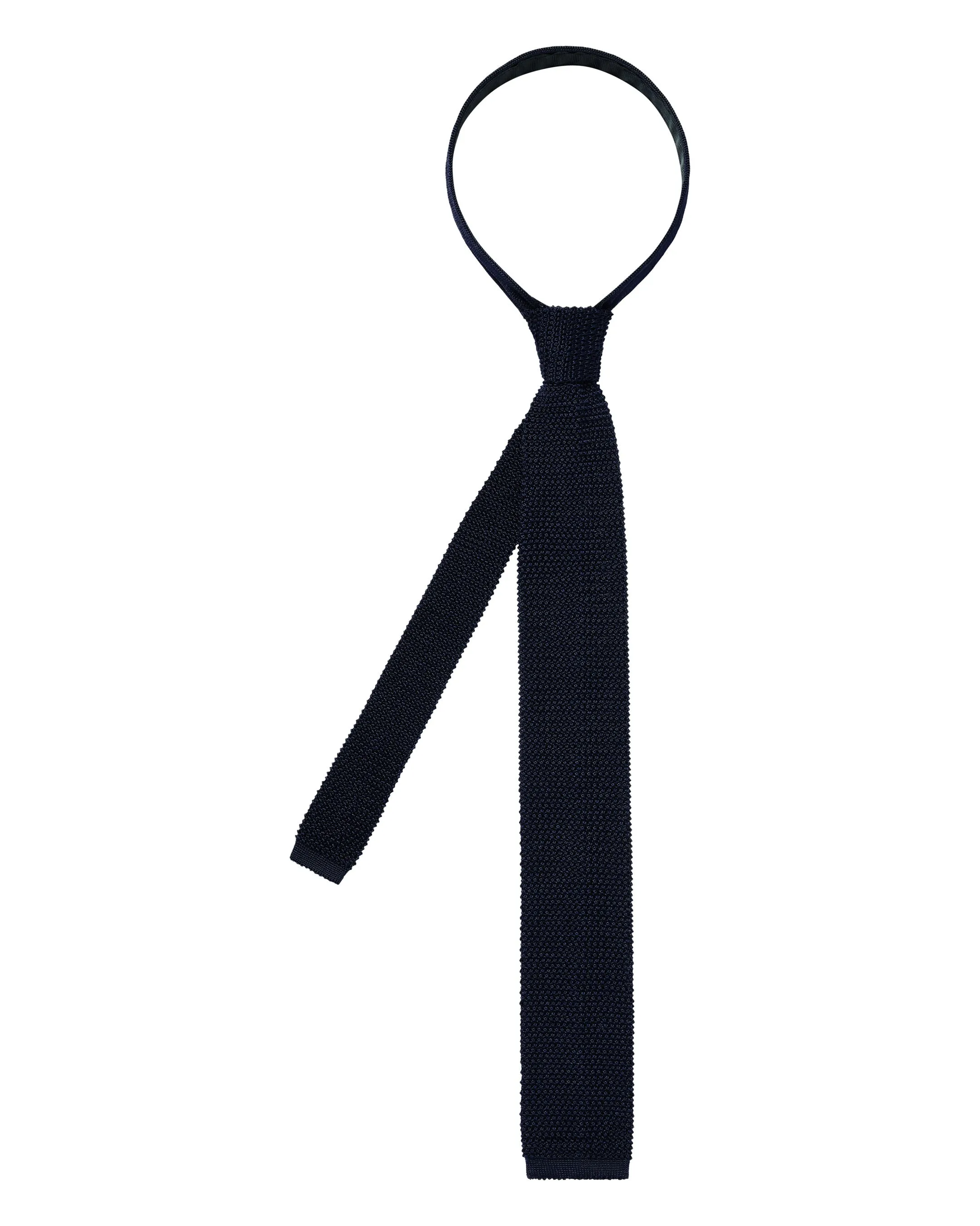 Men's Tricot Solid Silk Tie Navy Blue