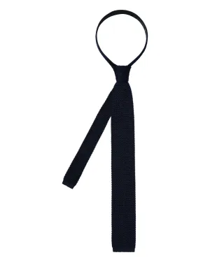 Men's Tricot Solid Silk Tie Navy Blue