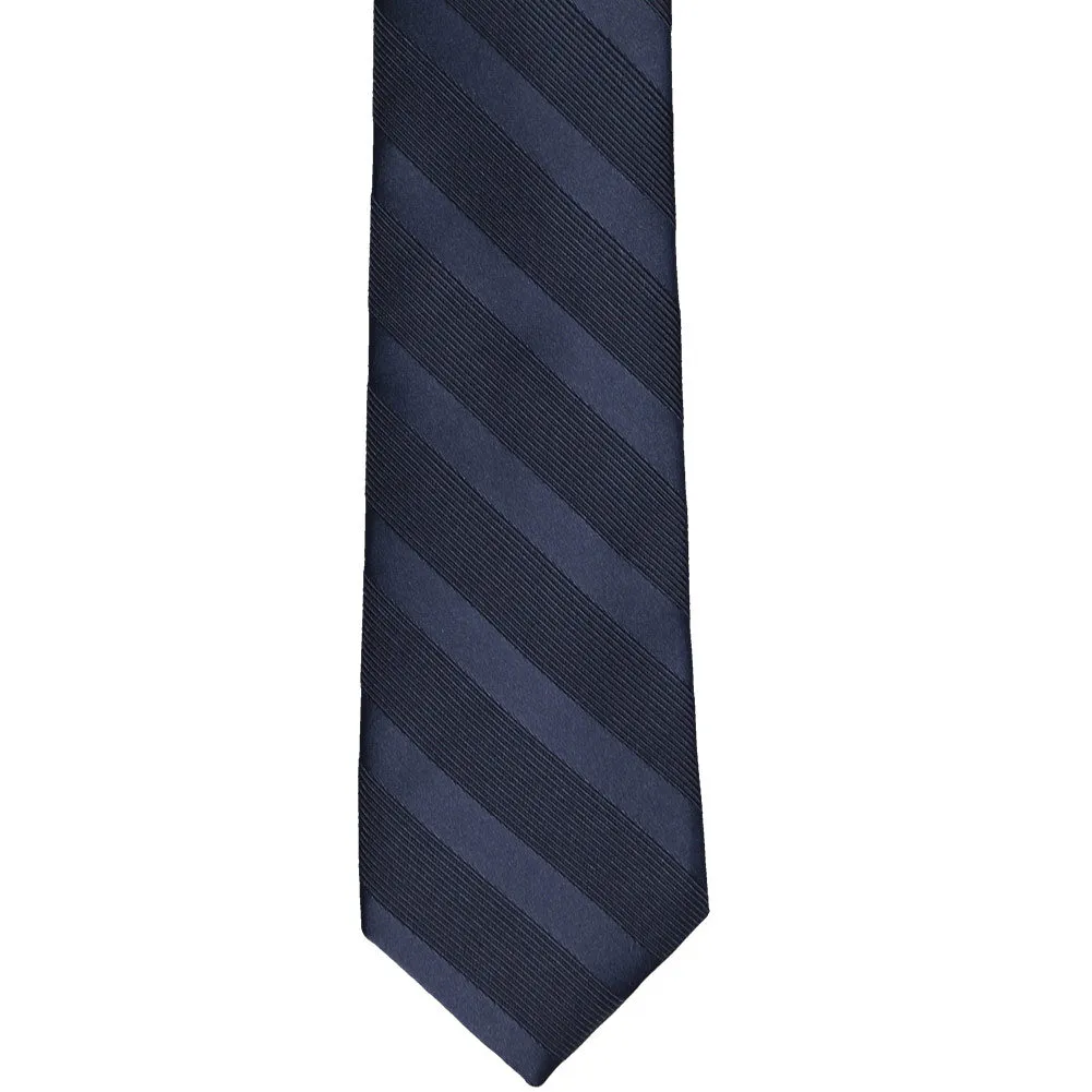 Navy Blue Elite Striped Slim Necktie, 2.5" Width