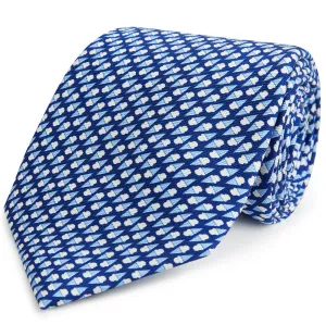 Navy White Ice cream Printed Silk Tie