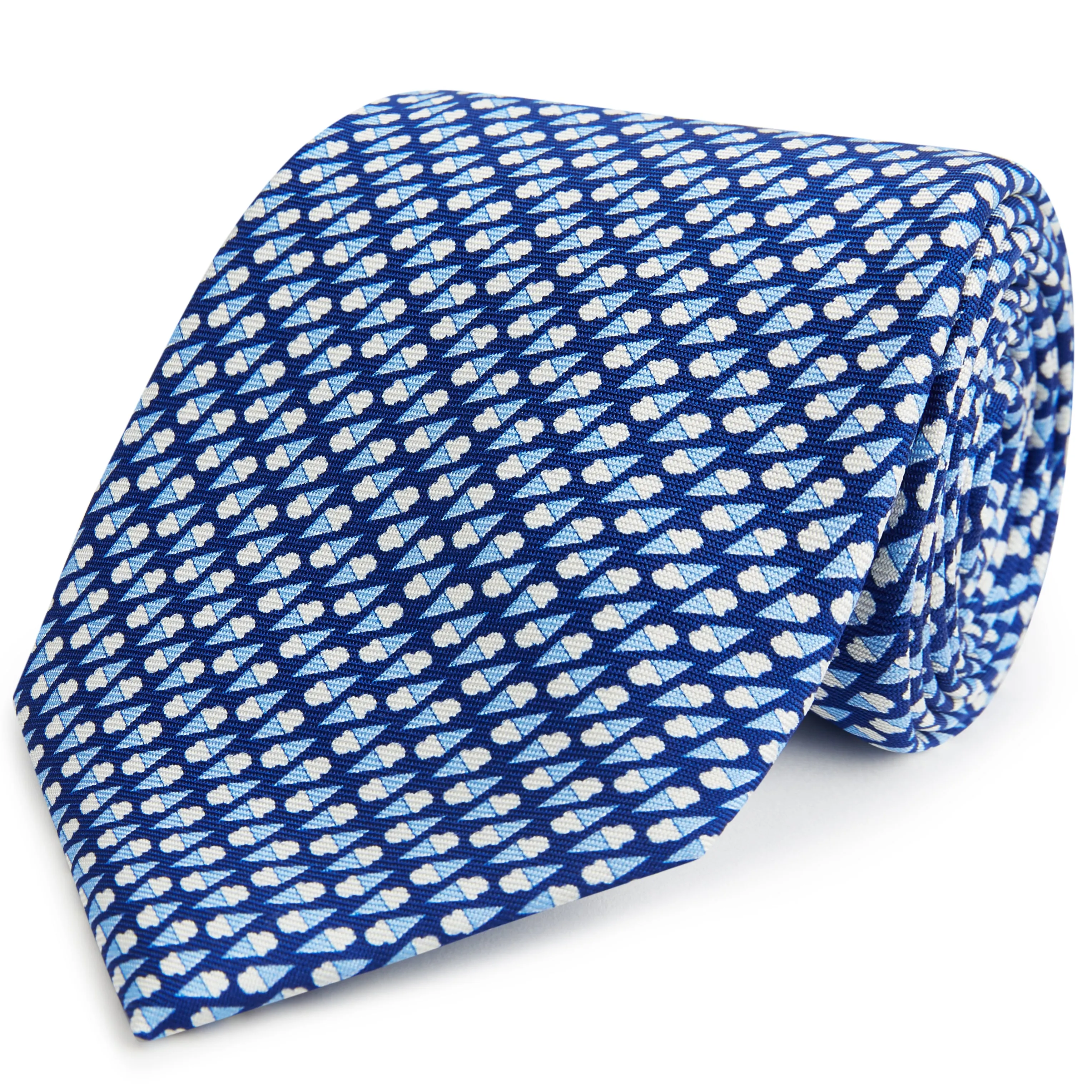 Navy White Ice cream Printed Silk Tie