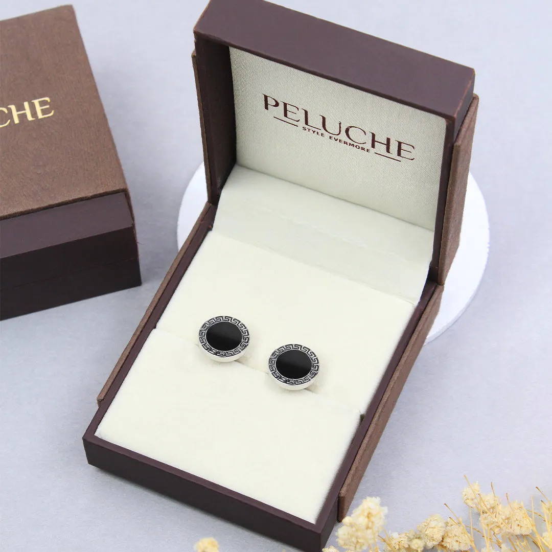 Peluche Greek Key Silver Cufflinks