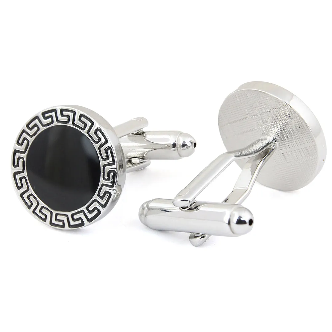 Peluche Greek Key Silver Cufflinks