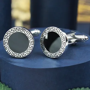 Peluche Greek Key Silver Cufflinks