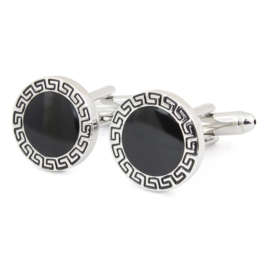 Peluche Greek Key Silver Cufflinks