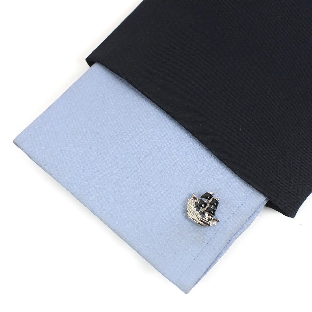 Peluche Men's Bon Voyage Enamel Cufflinks (Black)