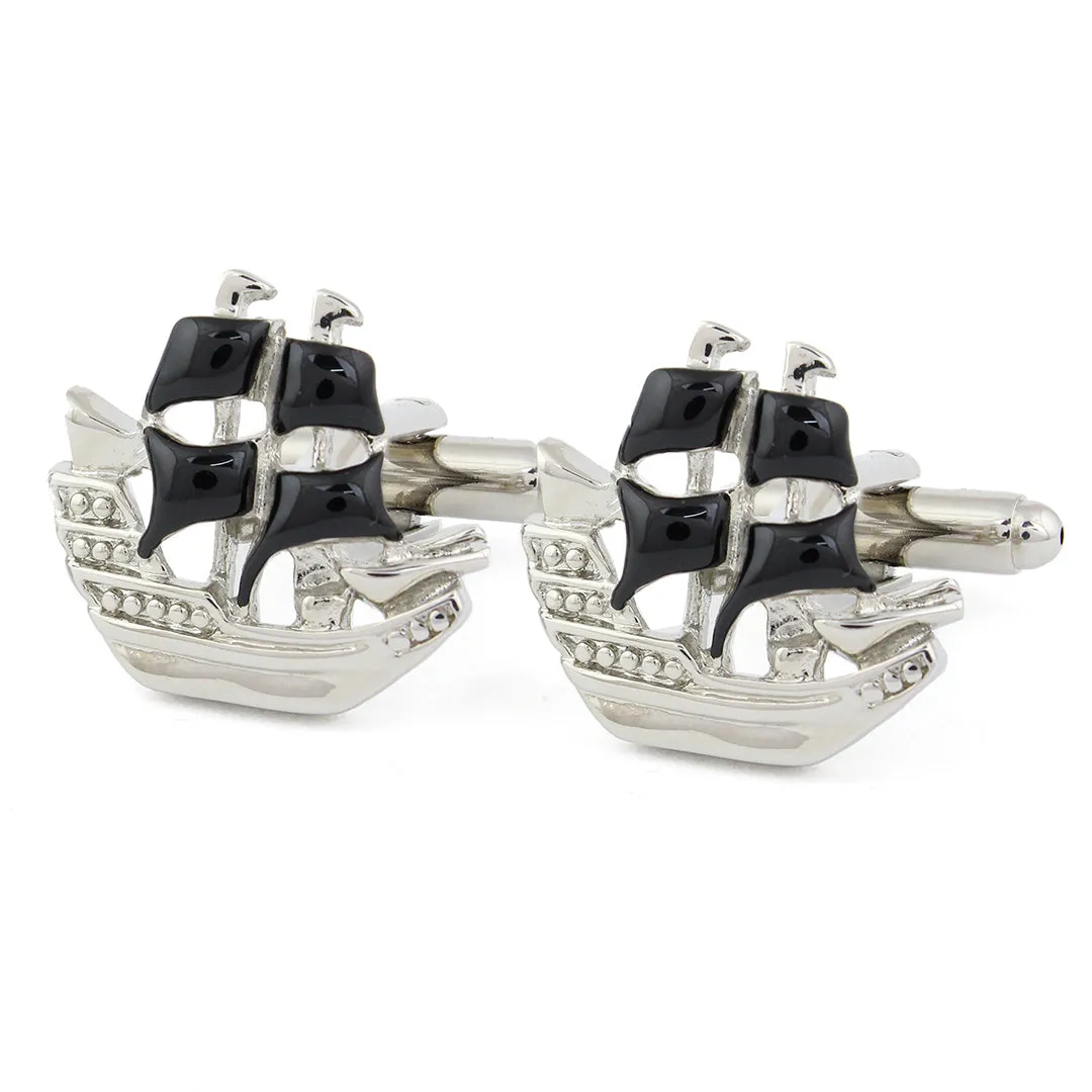 Peluche Men's Bon Voyage Enamel Cufflinks (Black)