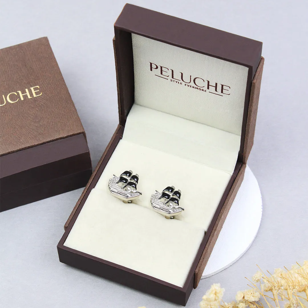 Peluche Men's Bon Voyage Enamel Cufflinks (Black)