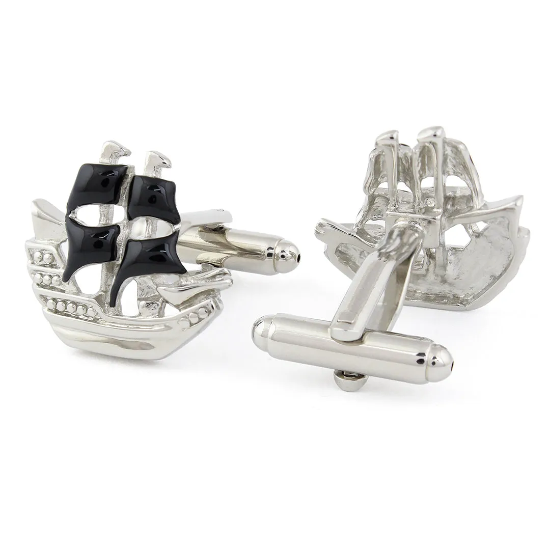 Peluche Men's Bon Voyage Enamel Cufflinks (Black)