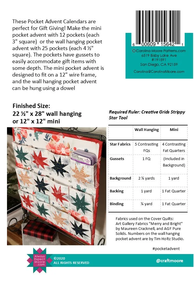 Pocket Advents - Printed Pattern
