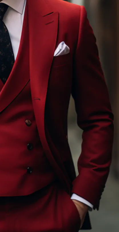 Premium Men's Red Three Piece Suit