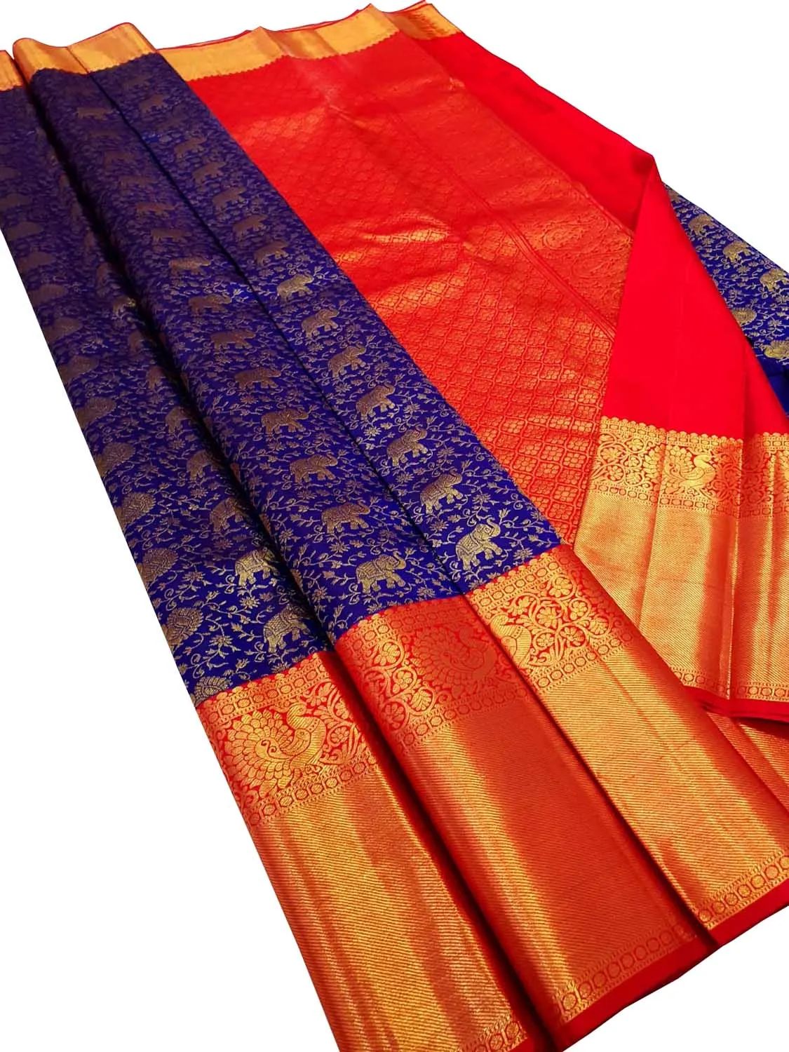 Pure Silk Blue Kanjeevaram Handloom Saree: Traditional Elegance
