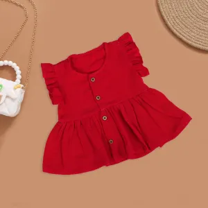 Radiant Red Ruffle Dress for Little Girls