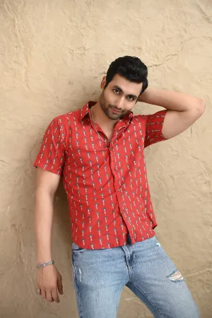 Red Floral print cotton shirt half sleeves | Style Matters