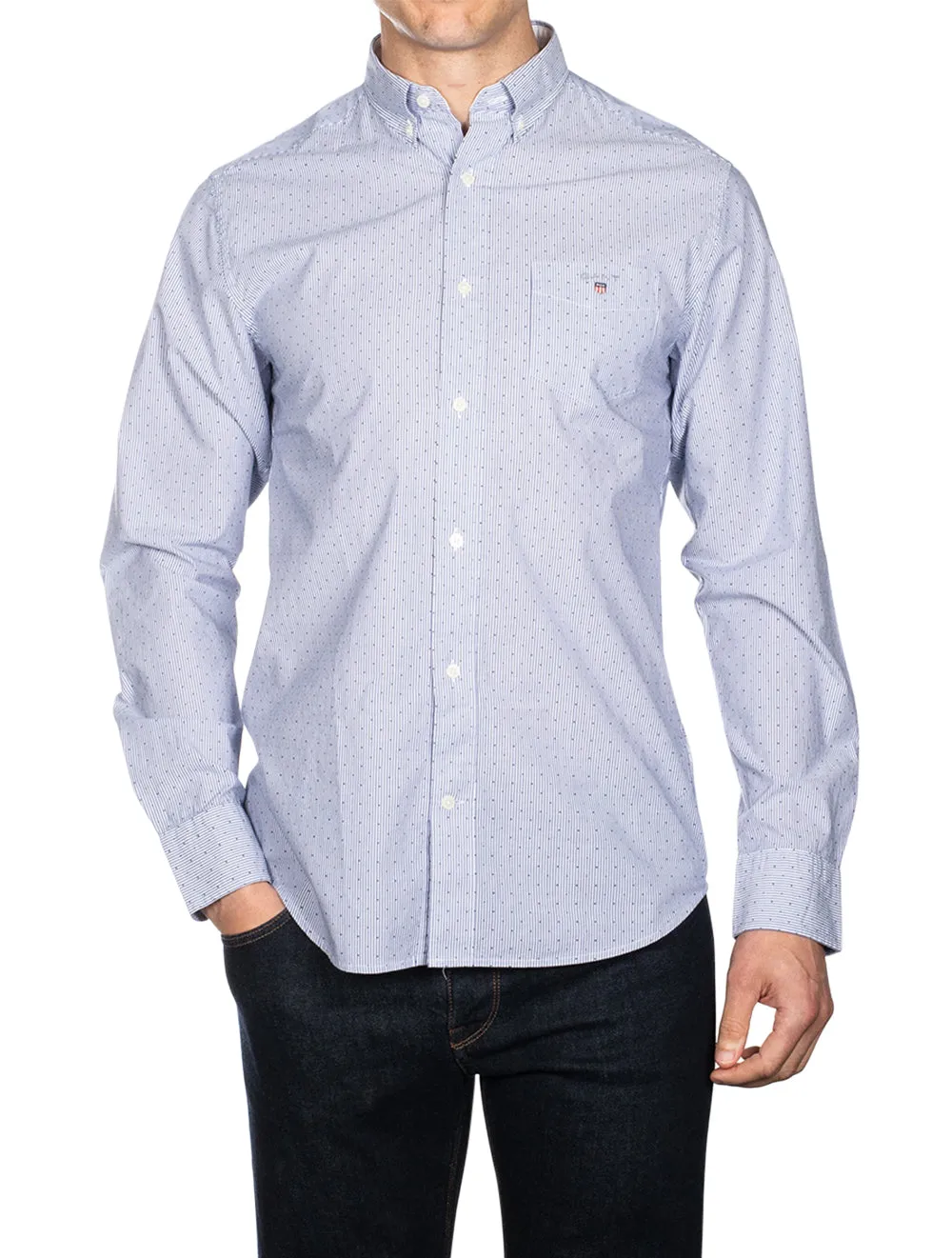 Regular Fit Banker Dot Shirt College Blue