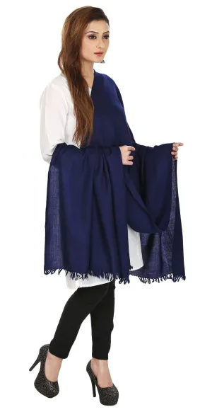 Solid Color Pure Wool Scarves Shawl Womens Indian Clothes (Blue, 80 x 28 inches)