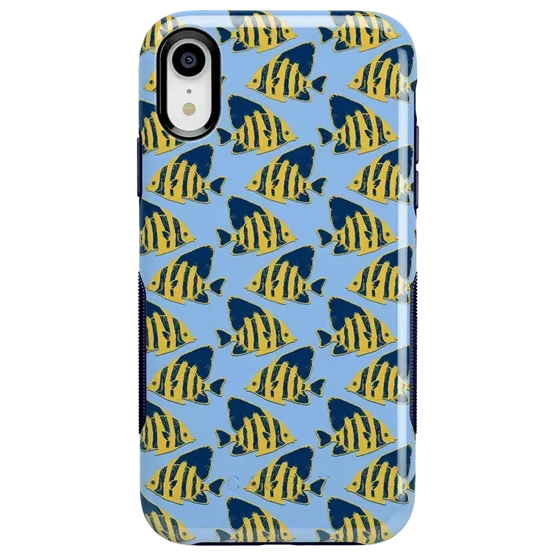 Something's Fishy | Navy Blue & Yellow Fish Print Case