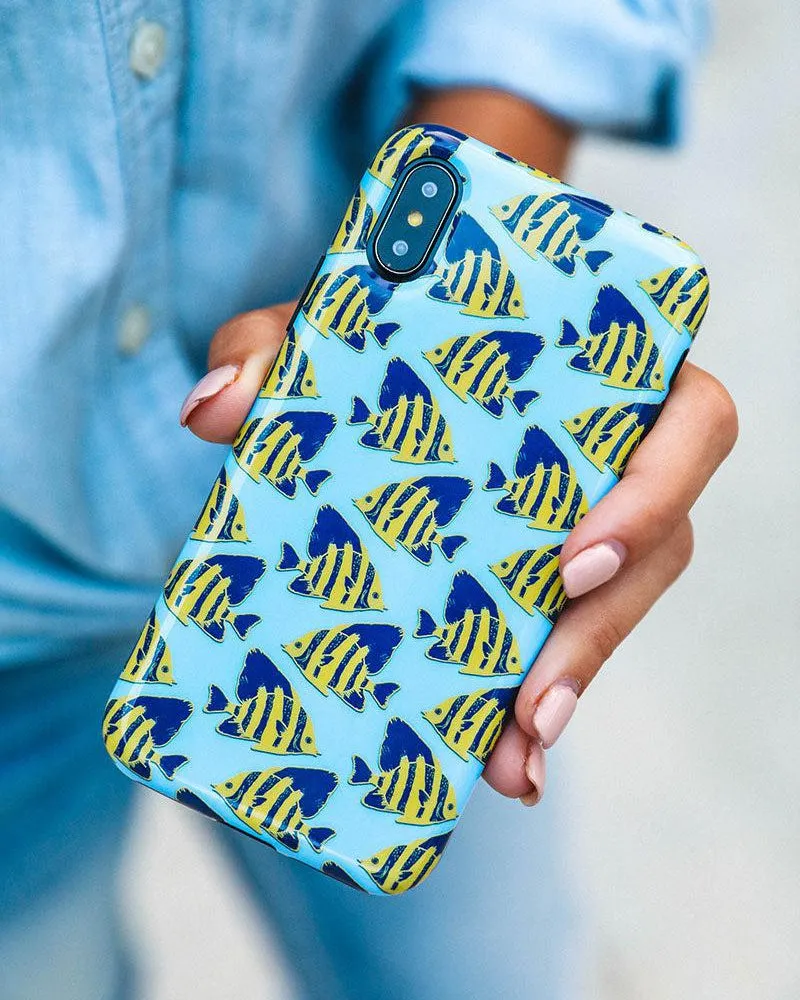 Something's Fishy | Navy Blue & Yellow Fish Print Case