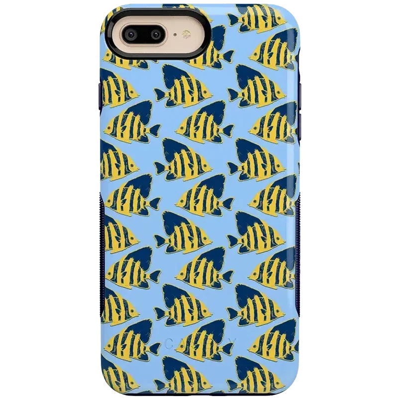 Something's Fishy | Navy Blue & Yellow Fish Print Case