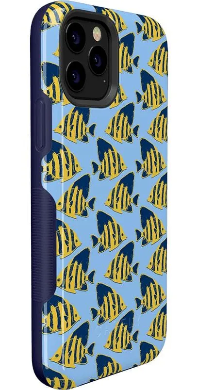 Something's Fishy | Navy Blue & Yellow Fish Print Case