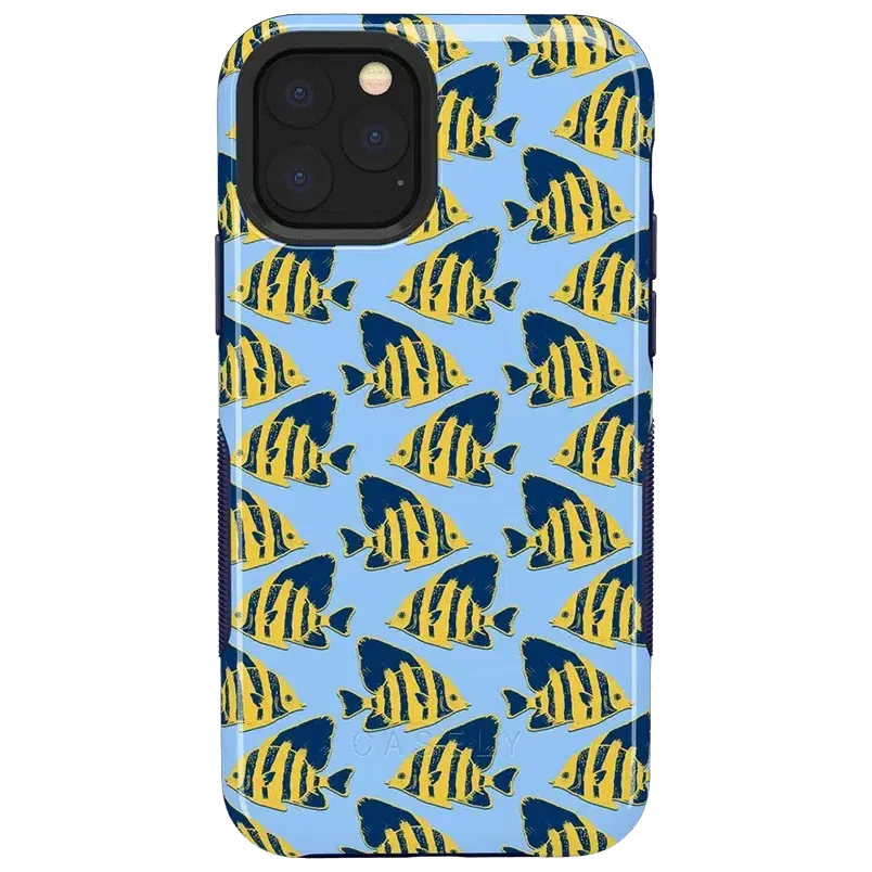 Something's Fishy | Navy Blue & Yellow Fish Print Case