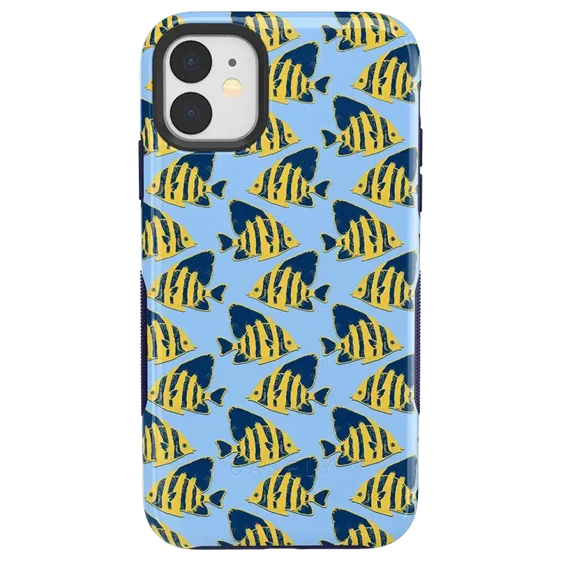 Something's Fishy | Navy Blue & Yellow Fish Print Case