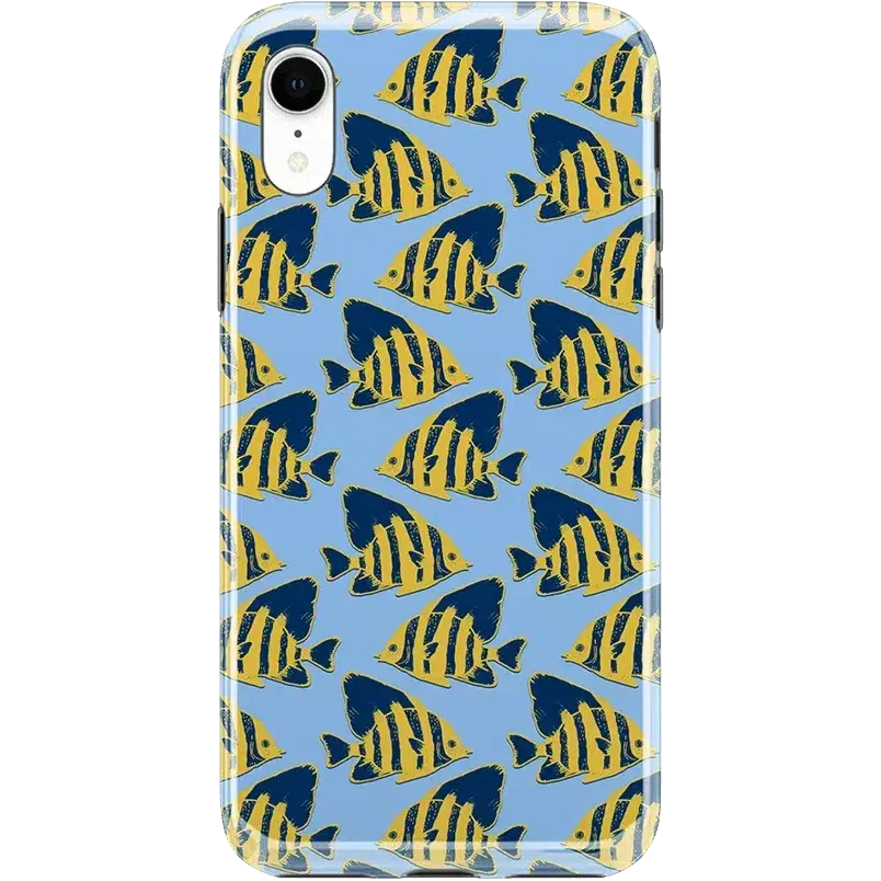 Something's Fishy | Navy Blue & Yellow Fish Print Case