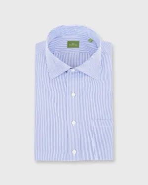 Spread Collar Dress Shirt in Blue Small Bengal Stripe Poplin