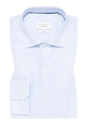 'Structured Twill' In Sky Blue - Slim Fit - Textured Weave Cotton Twill Dress Shirt with Cutaway Collar by Eterna 1863