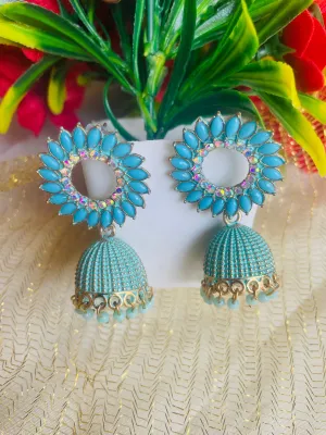SUN FLOWER AQUA JHUMKIS